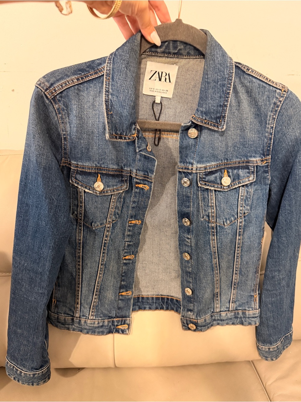 ZARA Blue Denim Jean Jacket with Button Front
